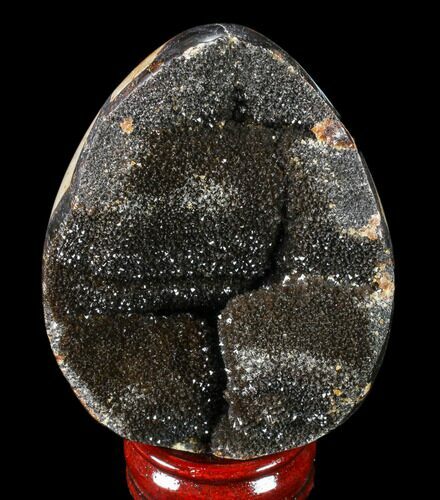 Septarian Dragon Egg Geode - Black Crystals #83392